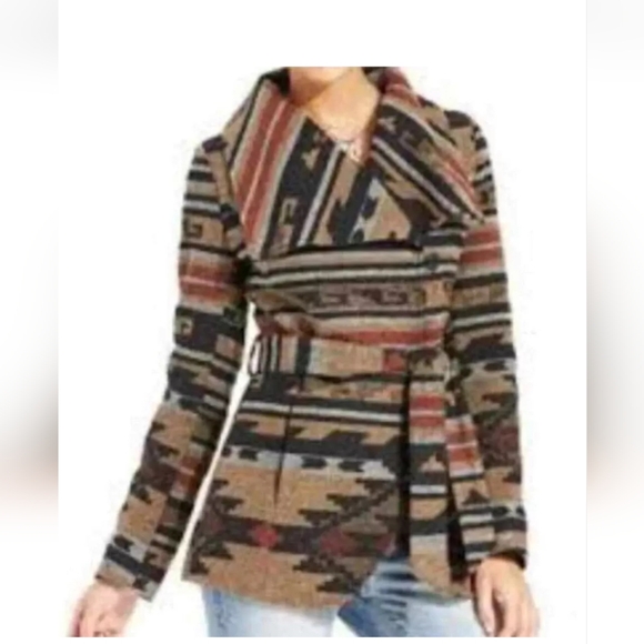 American Rag Jackets & Blazers - American Rag  SOUTHWEST WRAP COAT women small Tribal Patterned Belted Jacket